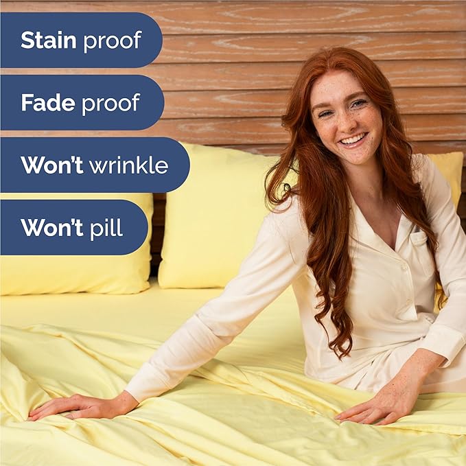 King 6 Piece Sheet Set - Comfy Breathable & Cooling - Ultra Soft Hotel Luxury Bedding Set w/ 8-16 Inch Deep Pockets - 1 Flat & 1 Fitted Sheet & 4 Pillowcases - Cozy, Wrinkle Free & Easy Care - Yellow
