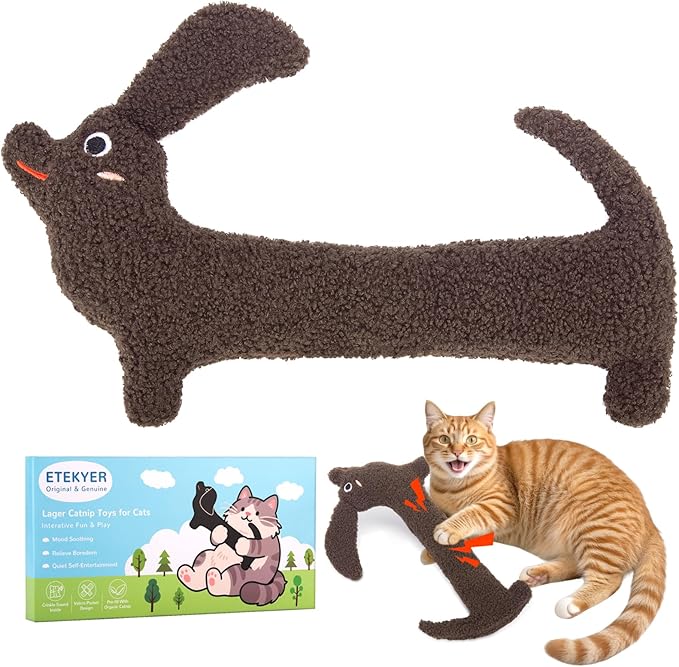 Cat Toy, Refillable Catnip Kicker Toy for Small, Medium, and Large Breeds, Cute with Soft Crinkle Pillow Toy, Fun for Indoor Kitten Kitty Chew and Play - 15 Inches-Mewly Pet