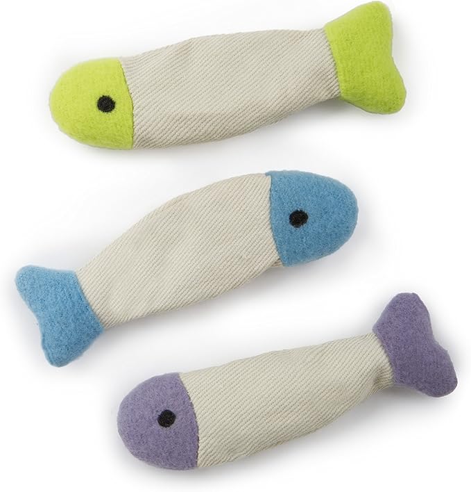 SmartyKat (3 Count) Fish Flop Crinkle Catnip Cat Toys - Multi Color, 3 Count-Mewly Pet