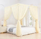 Akiky Ivory Canopy Bed Curtains with Lights 8 Panel Canopy Curtains Drapes for King Size Bed Large Rod Pocket Sheer Canopy Bed Drapes