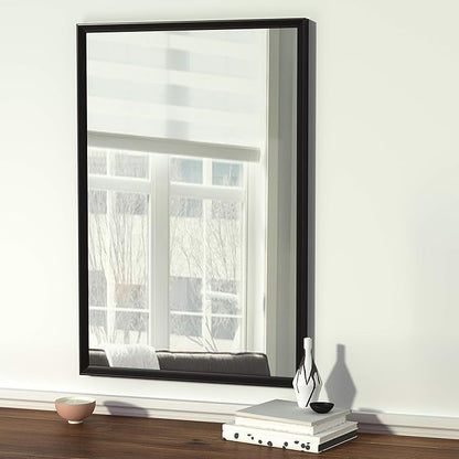 Amazon Basics Rectangular Wall Mount Mirror 24" x 36", Peaked Trim, Black