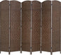 Room Divider 6 Panel Folding Privacy Divider 6 Ft Indoor Wall Divider Portable Partition Wood Screen, Brown