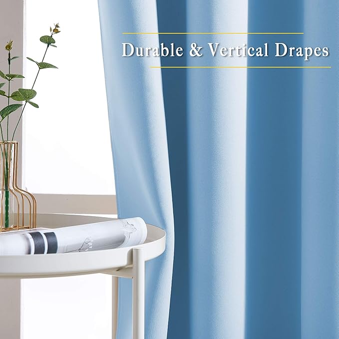 NICETOWN Blackout Draperies Curtains Panels - Window Treatment Thermal Insulated Solid Grommet Blackout Curtains/Panels/Drapes for Bedroom (Blue, Set of 2, 66 by 90 Inch)