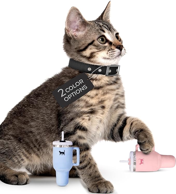 Kitty Cup Tumbler Cat Toy – Funny Cat Birthday Gifts with Catnip & Crinkle Paper, Cute Girl Kitten Toys (Pink Peach Dust)-Mewly Pet