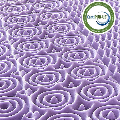MUXHOMO 3.9 Inch 7-Zone Queen Mattress Topper, Egg Crate Foam Mattress Topper Queen Size for Back Pain, Lavender Cooling Gel Infused Bed Pad, CertiPUR-US and Oeko-TEX Certification (60"×80")