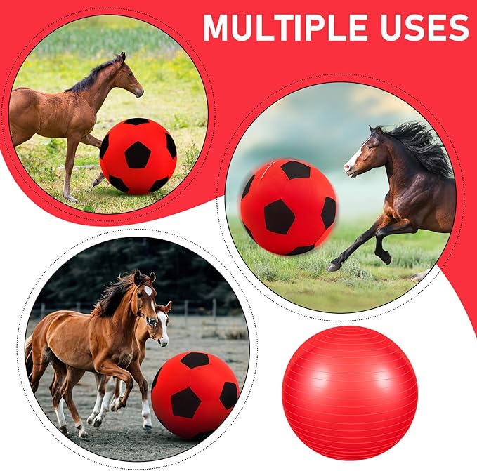 40inch Giant Herding Ball with Ball Cover Anti Burst Please Watch VCR for How to Inflation Horse Toys for Horses Stall Entertainment Play, Pump Included(Red Color,Stylish)-Mewly Pet