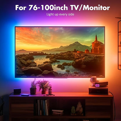 Maylit ICRGB TV LED Backlight, App Control Lights for 76-100in Monitor, Music Sync Color Changing Strip Lights for Home Decor, USB Powered Gaming Accessories Light for Bedroom Room Decor