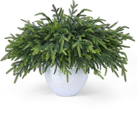 50 Pcs Christmas Greenery Pines Branch Pine Branches Artificial Green Pine Stem - Real Touch for Vase DIY Crafts Flower Arrangement Home Indoor Christmas Decor(18 Inch)