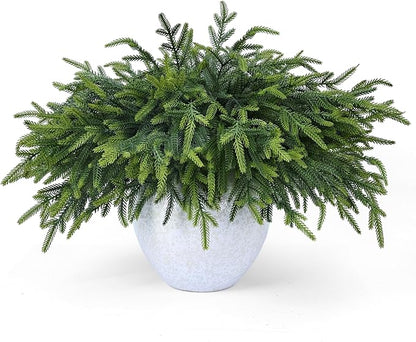 100 Pcs Christmas Greenery Pines Branch Pine Branches Artificial Green Pine Stem - Real Touch for Vase DIY Crafts Flower Arrangement Home Indoor Christmas Decor(18 Inch)