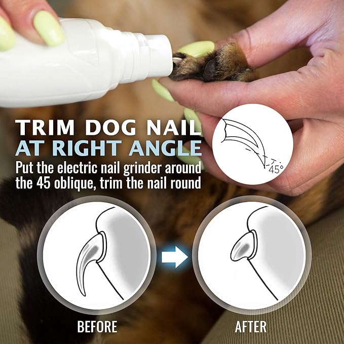 Cat and Dog Nail Grinder - Rechargeable Electric Pet Nail Clipper & Trimmer- Painless Paws Grooming - Quiet 2-Speed Motor. 3 Size Ports for Small, Medium, Large Pets- Up to 4 Hours of Charge-Mewly Pet