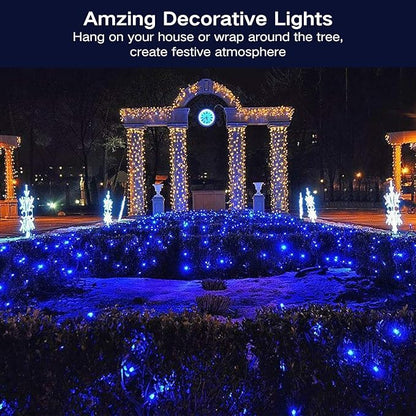 ODEETRONIC Christmas Blue Lights, 21.63ft 100 Count Incandescent String Lights Connectable, 120V UL Certified Christmas Indoor String Lights for Xmas, Tree, Party, House, Garden Decor, Green Wire