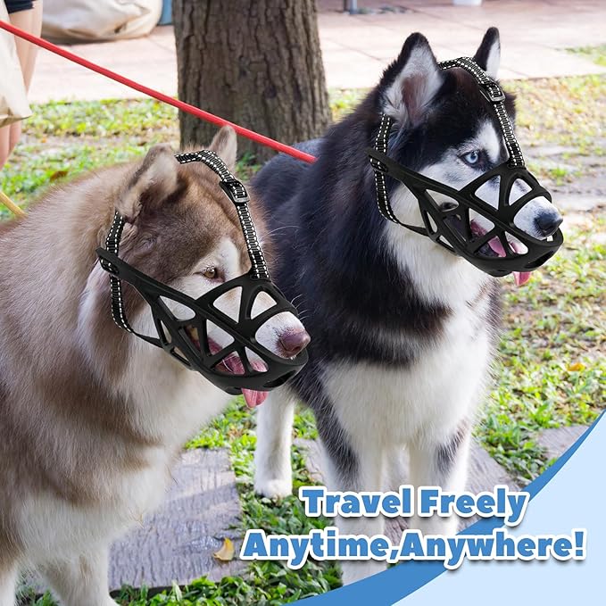 Dog Muzzle for Large Dogs, Medium and X-Large Aggressive Dog, Breathable Basket Muzzles, Suitable for Grooming Trimming Training, Allows Panting Drinking (Black, XL)-Mewly Pet