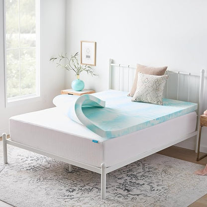 Linenspa 3 Inch Gel Swirl Memory Foam Mattress Topper – Cooling Gel Infused – Pressure Relieving Bed Topper - Mattress Pad – CertiPUR Certified - King Size