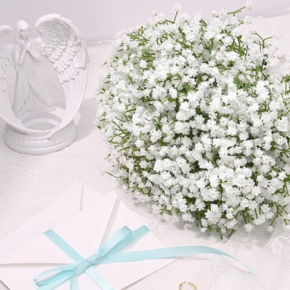 Waipfaru 30 Pcs Babys Breath Artificial Flowers, Baby Breath Flowers Artificial Bulk, Real Touch White Fake Flowers, Faux Babies Breath Gypsophila for Wedding Home Decor Floral Arrangement