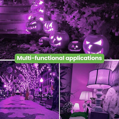 LED Purple Light Bulb, 40W Equivalent LED A15 Bulb, E26 Medium Base Bulb for Halloween, Christmas, Party, Bar, Holiday Lighting, Non-Dimmable, 2 Packs