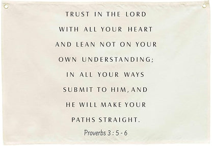 Trust in the Lord Christian Bible Verse Scripture Rectangular Canvas Banner-Flag Poster Wall Sign Decor for Toddler Boy Girl Kids,Nursery Baby Room Bedroom Decor-Baby Shower Birthday Christmas Gift