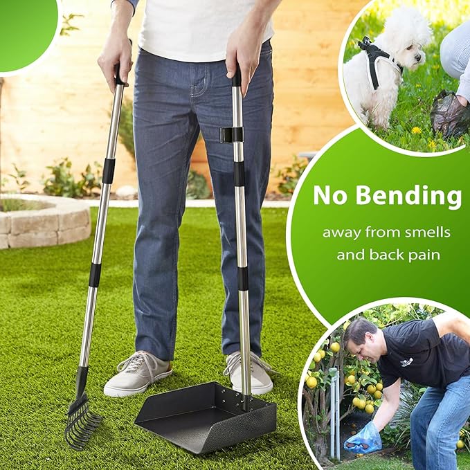 Outdoor Dog Poop Trash Can with Pooper Scooper & 60 Free Poop Bags -15 L/4 Gallon Dog Waste Trash Can Pet Waste Disposal Station with Inner Bucket - Metal Dog Pooper Scooper Great for All Sized Dogs-Mewly Pet