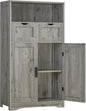 Iwell Storage Cabinet with 2 Drawers & 2 Adjustable Shelves, Kitchen Cabinet, Cupboard, for Living Room, Kitchen, Entryway, Home Office, Grey