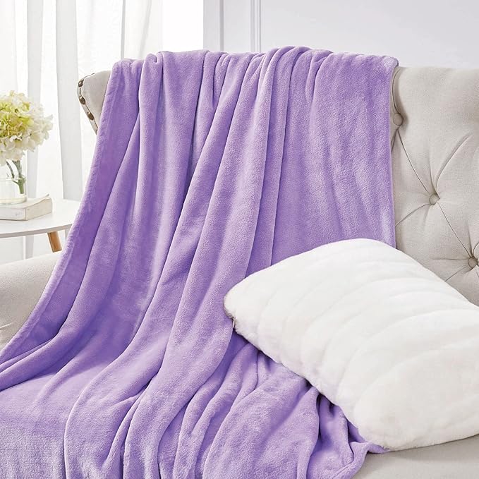 Walensee Fleece Blanket Plush Throw Fuzzy Lightweight (XL-Twin Size 66x90 Lavender) Super Soft Microfiber Flannel Blankets for Couch, Bed, Sofa Ultra Luxurious Warm and Cozy for All Seasons