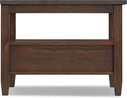 SIMPLIHOME Warm Shaker SOLID WOOD 14 Inch Wide Rectangle Transitional Narrow Side Table in Distressed Charcoal Brown, For the Living Room and Bedroom