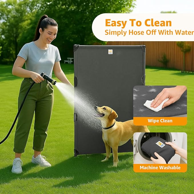 Canvas Elevated Dog Bed, Durable Chew Proof Outdoor Raised Pet Cot for Extra Large Dogs, Waterproof, Breathable, Portable, Washable, Easy Assembly, Sturdy Frame for Camping & Travel, Dark Grey-Mewly Pet