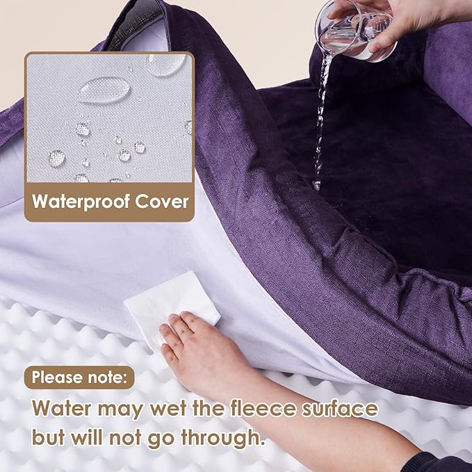 EHEYCIGA Orthopedic XL Dog Beds, Waterproof Memory Foam Dog Bed for Extra Large Dogs, Non-Slip Bottom and Egg-Crate Foam Big Pet Couch Bed with Washable Removable Cover, Purple-Mewly Pet