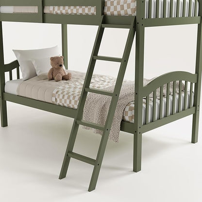 Storkcraft Long Horn Twin-Over-Twin Bunk Bed (Olive) - GREENGUARD Gold Certified, Converts to 2 Individual Twin Beds