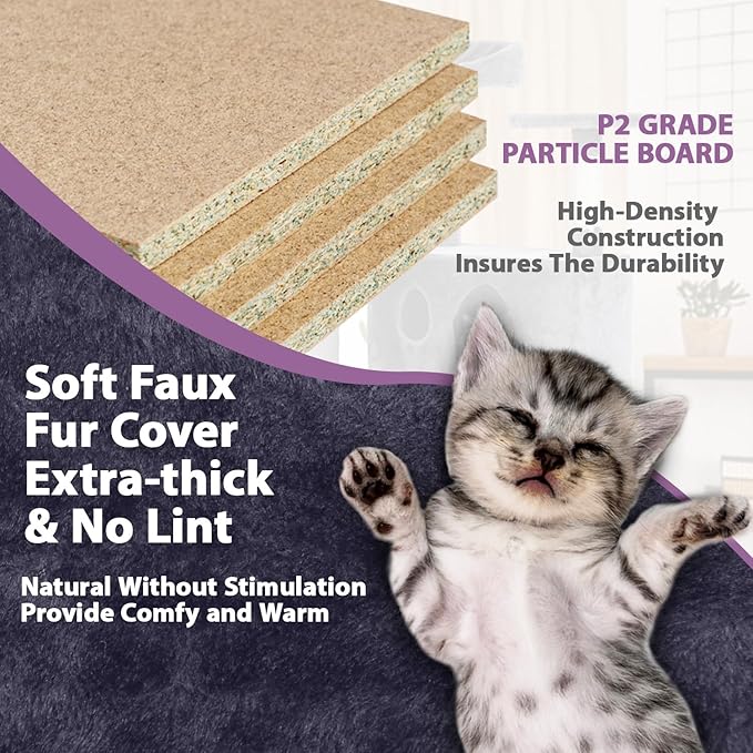 70 Inches Cat Tower for Indoor Cats, Multi-Level Cat Condos with Scratching Posts, Hanging Toys, Ashy-Mewly Pet