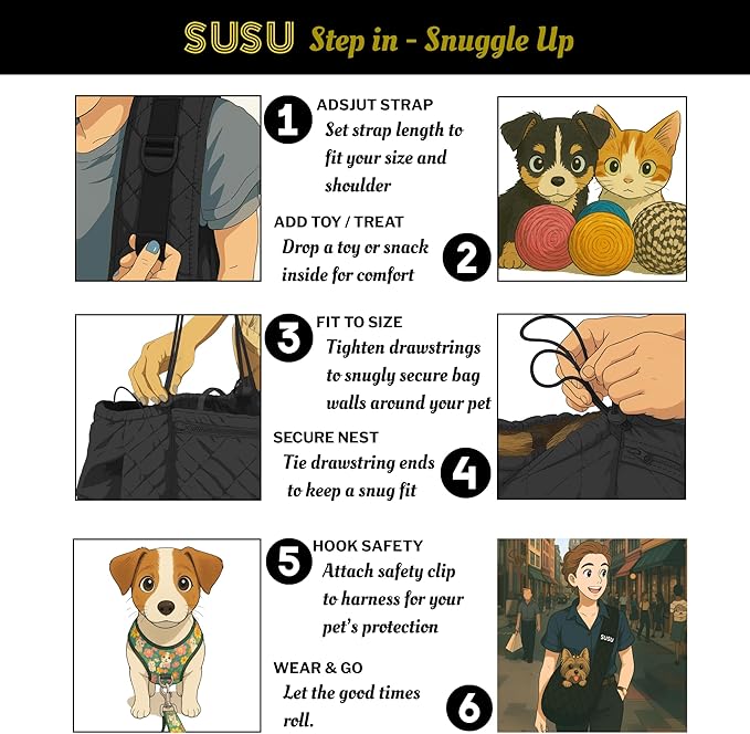 Small Dog Carrier Sling Bag – Hands-Free up to 10 lbs -10.5″ Deep Pouch, Dual Snap-Clip Closure + Drawcord, 4″ Padded Strap, Safety Tether, Zipper Pockets, Machine-Washable-Mewly Pet