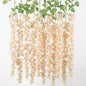 mizii 6Pcs Beige Wisteria Hanging Flowers 48" Silk Wisteria Artificial Flowers Garland Vines Fake Hanging Flowers Decoration for Wedding Flower Wall Backdrop Centerpieces Party Room Decor (Beige)