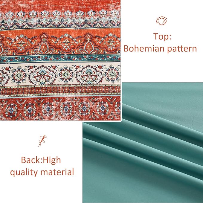 Cottolester Boho Queen Comforter Set 8 Pieces, Terracotta Comforter Bohemian Striped Bed in A Bag,Soft Microfiber Bedding Set for All Seasons
