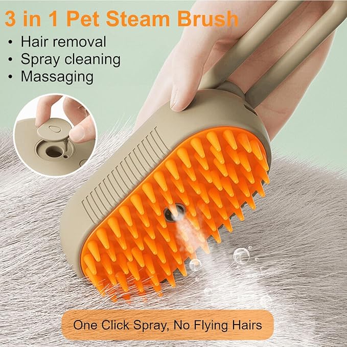 Cat Water Brush for Shedding,Water Comb for Dogs, Water Heat Grooming,3 in 1 Pet Comb For Dog Massaging,Hair Self Cleaning and Removal, Pet Hair Brush Steam For Indoor Cats and Dogs-Mewly Pet