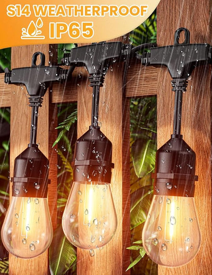 Svater Outdoor String Lights Led 105FT, Commercial Grade Patio Light with 1W Dimmable S14 Shatterproof Bulbs, ETL Listed Heavy-Duty Outside Waterproof Cafe Bistro Market Lighting Warm White