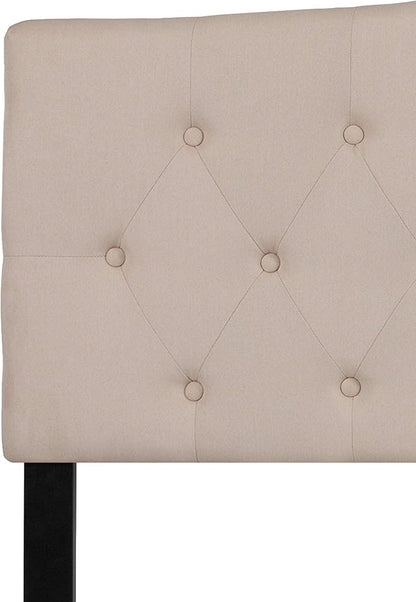 Flash Furniture Cambridge Tufted Upholstered King Size Headboard in Beige Fabric