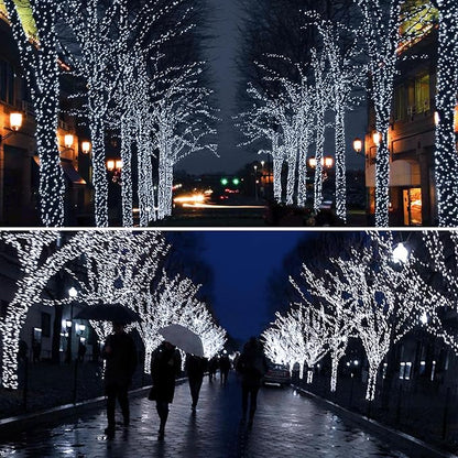 Solar String Lights Outdoor, 4 Pack Each 100 LED Solar Christmas Twinkle Lights Outside, Waterproof Copper Wire with 8 Modes Solar Fairy Lights for Garden Yard Tree Wedding Christmas Decor(Cool White)