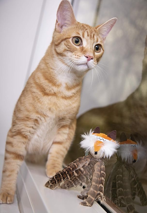 SmartyKat Toss-A-Fox Feather Toss & Chase Cat Toy, Randomly Selected Color - Brown OR White, One Size-Mewly Pet