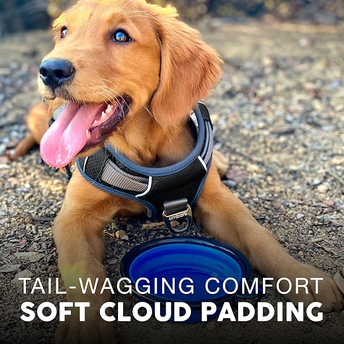 Embark Adventure Dog Harness, Reflective Trim No Pull Dog Harness for Large Dogs - Military Grade Nylon, Front Clip with Gel Lined Handle. Soft & Padded Puppy for Any Breed-Mewly Pet