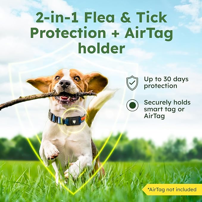 BugMD Paw Guardian Flea & Tick Pendant (3-Pack) with AirTag Holder – Plant-Based Flea & Tick Prevention for Dogs – Pet Collar Tag & GPS Tracker Holder for Dogs – Black-Mewly Pet