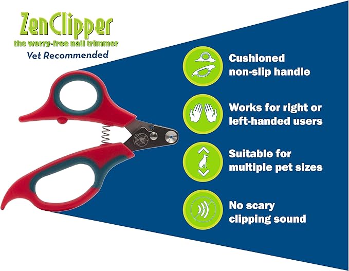 Zen Clipper Pet Nail Clipper for Cats – Cat Nail Trimmer for Safer Pet Grooming Care - Clean, Quiet, and Easy-to-Use Stainless Steel Claw Trimmer - (1.5mm Hole)-Mewly Pet