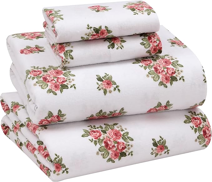 RUVANTI Flannel Sheets King Size - 100% Cotton Brushed King Size Sheets Set - Deep Pockets 16 Inches Bed Sheets - All Seasons Breathable & Extra Soft - Warm & Cozy, 4 Piece, Bali
