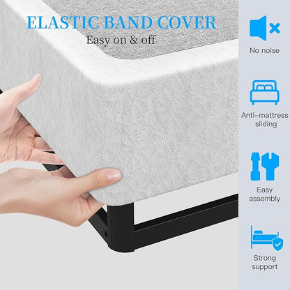 Twin Box Spring, 9 Inch Metal Twin Box Spring Only, Heavy Duty Metal Frame Mattress Foundation Support for 3000lbs, Easy Assembly, Noise Free, Non Slip