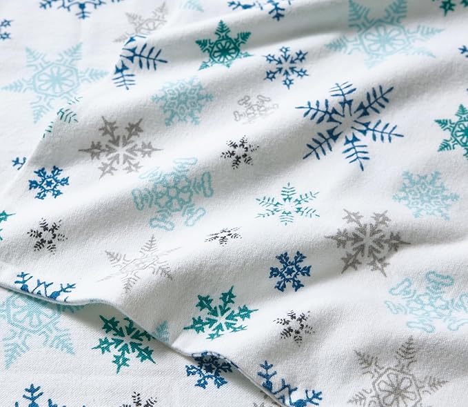 Eddie Bauer - King Sheets, Cotton Flannel Bedding Set, Brushed For Extra Softness, Cozy Home Decor (Tossed Snowflake, King)
