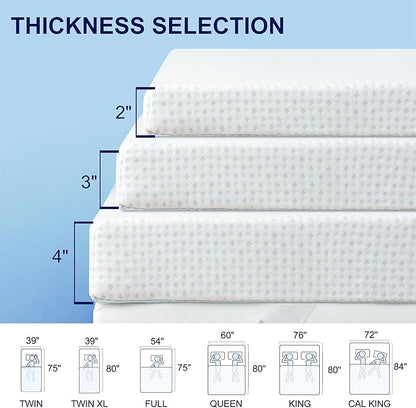 Subrtex 3 Inch Mattress Topper Cover (Only Cover) Mattress Topper Protector Bedding Rayon Made from Bamboo Removable Mattress Encasement with Zippers, King