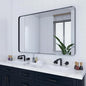 VocalStar 55 x 36 Inch Black Bathroom Mirror for Wall, Large Rounded Rectangle Metal Framed Bathroom Wall Vanity Mirror Farmhouse, 1/4-inch Shatterproof Glass | Ultra-Flush Hanging