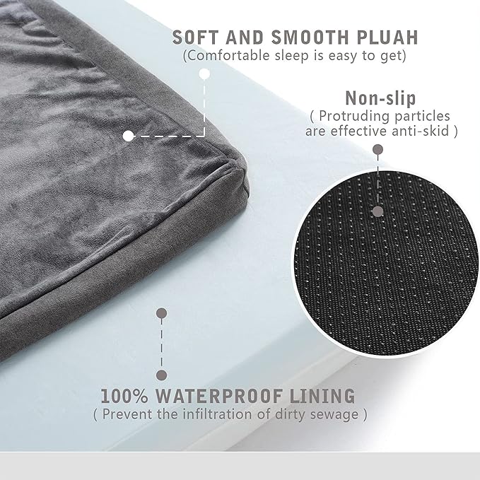 Orthopedic Memory Foam Dog Bed for Large Dogs, Cooling Dog Beds -Waterproof Pet Bed Mats for Crate with Removable Washable Cover,Ideal for Arthritic Dogs (47inch,110Lbs)-Mewly Pet