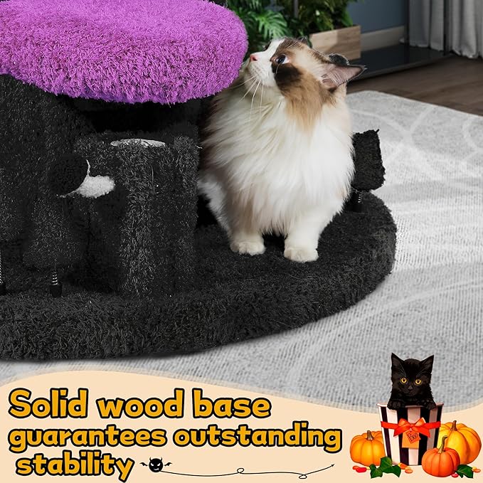 Luxury Cat Tree Tower for Indoor Cats,88.6" Tall Cat Tree,Multi-Level Furniture Activity Center with Scratching Posts Stand House Condo Funny Toys Kittens Pet Play House, Purple-Mewly Pet