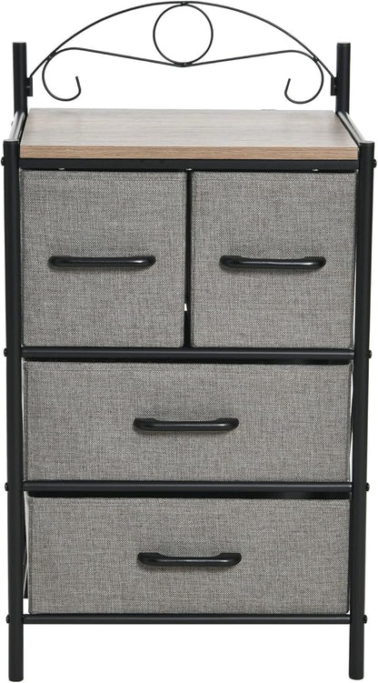 Household Essentials Victorian Style 4-Drawer Storage Organizer Unit, Black and Grey