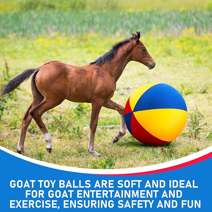 40inch Giant Herding Ball with Ball Cover Anti Burst Please Watch VCR for How to Inflation Horse Toys for Horses Stall Entertainment Play, Pump Included(Colorful,Classic)-Mewly Pet