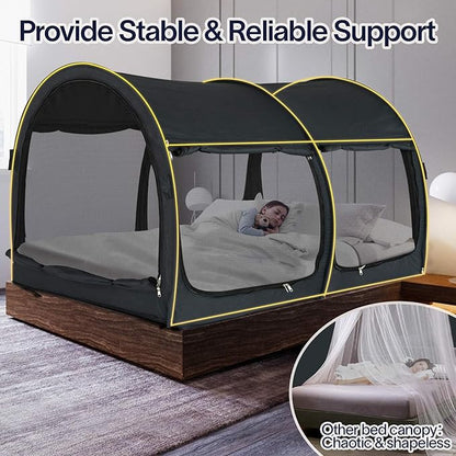 Alvantor Canopy Bed 2-in-1 Dream Privacy Space Full Size Sleeping Tents Indoor Pop Up Portable Frame Breathable Reducing Light & Air Ventilation