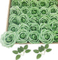 Artificial Rose Flowers 25pcs, Military Green Foam Fake Rose Faux Flower for Wedding Bouquets Bridal Shower Centerpieces Floral Arrangements Home Decorations Party Backdrops Table
